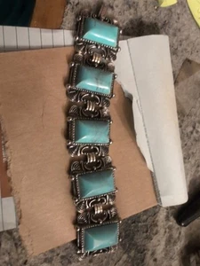 Vintage turquoise and silver bracelet - Picture 1 of 2