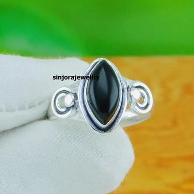 Anillo de piedras preciosas de ónix negro 925 plata esterlina hecho a mano... - Imagen 1 de 4