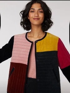 RARE Gorman Elmer Jacket Quilt corduroy velvet colour block Patchwork 8 10 12 M - Bild 1 von 13