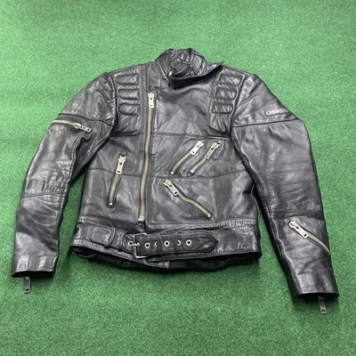 复古 Drag Specialties 夹克男式 40 黑色 Hein Gericke 赛车皮革骑手 — 第 1/4 张图片