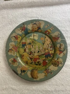 Vintage PETER RABBIT Radio Party TIN LITHO PLATE-7 3/4 - Picture 1 of 5