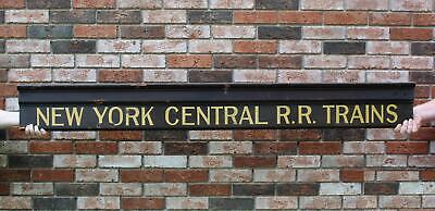 Antique 19thC Gold & Black Painted Wood Sign New York Central R.R. Train. NR • 311$
