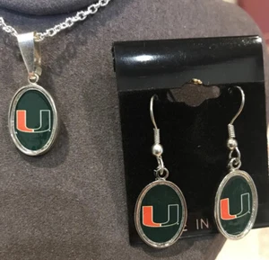 Miami Hurricanes Ohrhänger und Halskette Set NCAA lizenzierter Schmuck - Bild 1 von 1