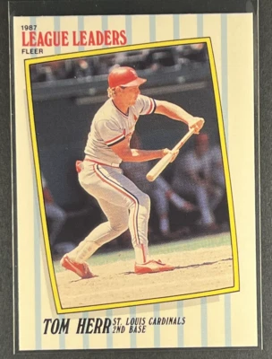 Tom Herr #22 1987 Fleer League Leaders St. Louis Cardinals - Image 1 of 2
