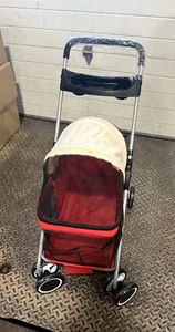 4 Wheels Pet Stroller Folding Cat Dog Cage Red Travel Carrier W/Cup Holder - Picture 1 of 5