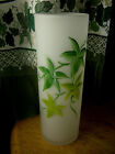 Federal Glass Green Leaf Ivy Design Painted Tall Slender Frosted DrinkGlass  GUC