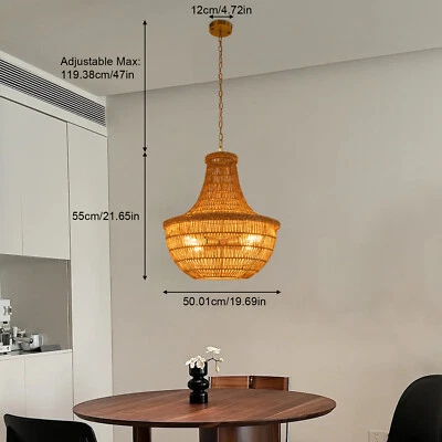 Lámpara colgante grande de ratán lámpara de techo colgante artesanías Foto 1 de 4