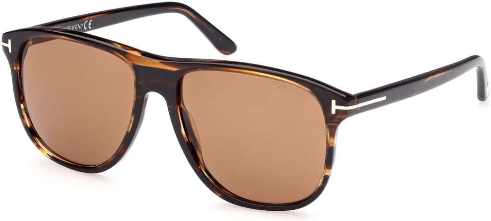 NUEVO CON ETIQUETAS Tom Ford FT0905 50E JONI Marrón Brillante Cálido con Rayas Ámbar/Lentes Marrones 56MM Foto 1 de 1