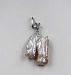 Last One 30 mm Purple Grey Keshi Baroque Pearl Necklace& Pendant 3# - Picture 1 of 3