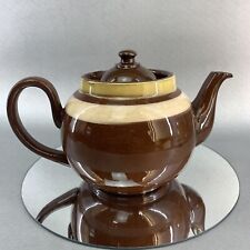 ALB Alcock Vintage Green Stripe Brown Betty 3-4c Teapot Pottery Tea England 082