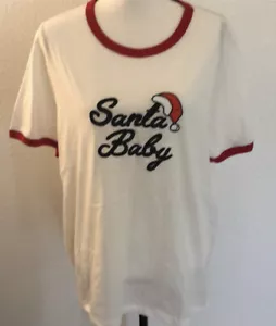Forever 21 Plus 3X Santa Baby Christmas Ringer Tee - Picture 1 of 6