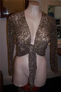 FUNKY STRETCH LEOPARD ANIMAL PRINT TIE TOP. XL. new with tag - Picture 1 of 4