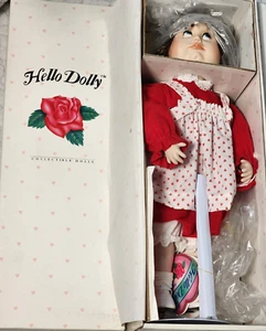 Vintage Albert Price Hello Dolly 16" Jenny Puppe 1990 Ständer & Etikett Porzellantuch - Bild 1 von 10