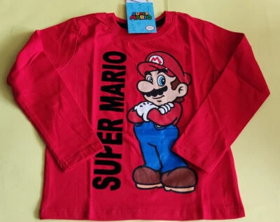 SUPER MARIO Langarmshirt rot langarm NEU
