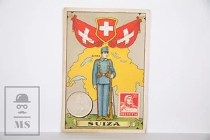 Trading Card - Flag, Soldier & Country. 7, Switzerland - Spanish Chocolate Adv. - Picture 1 of 2