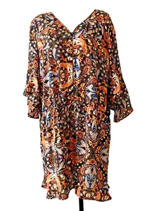 Belle Sky Plus Size 3X multicolor 100% polyester long sleeve romper. - Picture 1 of 14