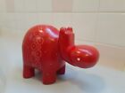 Large Heavy Red Soapstone Hippo Sculpture 4.7" tall x 7.6" x 3.5"