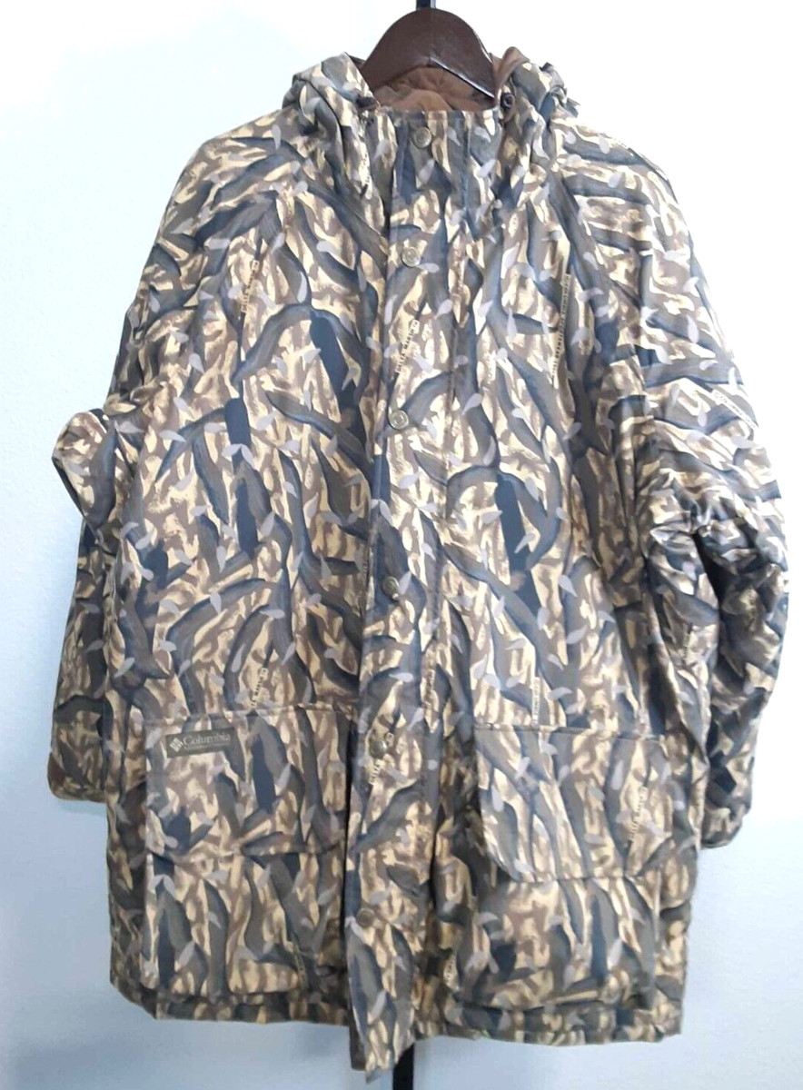 Columbia 1995 Mens Full Zip Hooded Hunting Jacket Coat Delta