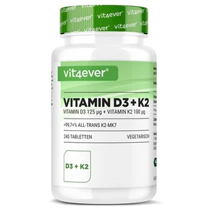Vitamin D3 5000 IU & Vitamin K2 100mcg 240 Tabletten MK-7 Menachinon-7 D3 I.E. - Bild 1 von 7