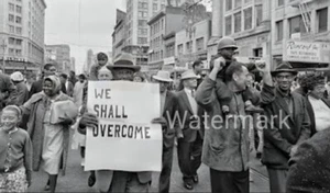 1960's Reprint Photo of African American Man Holding Sign We Shall Overcome - Picture 1 of 1