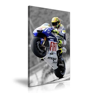 Valentino Rossi Moto GP Weltmeister gestreckte Leinwand Wandkunst - Bild 1 von 1