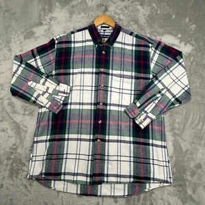 Van Heusen Herren L kariertes Hemd blau rot grün Knopfleiste Kragen 100% Baumwolle Vintage - Bild 1 von 8