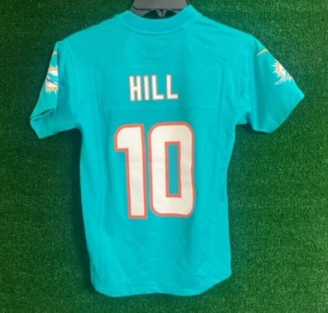YOUTH Tyreek Hill #10 Miami Dolphins Game on-Field Team Jersey Green Sz M-10/12 Cover