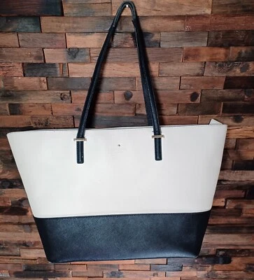 Kate Spade New York Harmony 钟塔/黑色托特包 双色方格手提包 — 第 1/4 张图片