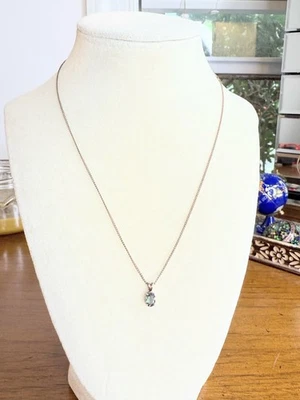 Colar pingente de prata esterlina topázio místico corrente 18” pedra preciosa facetada oval - Imagem 1 de 4