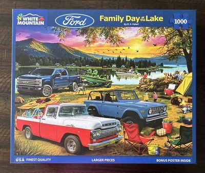 Rompecabezas White Mountain 1000 piezas - Día de la familia en el lago (piezas más grandes) Foto 1 de 4