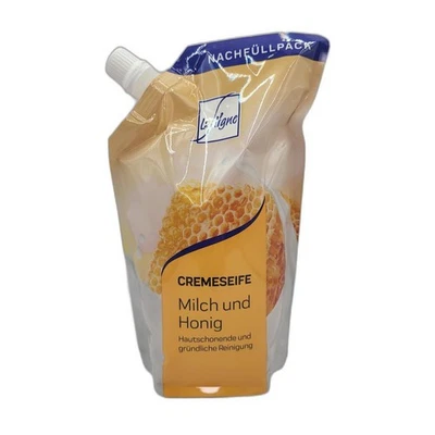 14,82EUR/1l LaLigne Cremeseife Milch + Honig 500ml Nachfüllbeutel - Bild 1 von 2