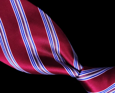 Brioni Red Burgundy Blue White Diagonal Stripes Silk Handmade In Italy Neck Tie - Image 1 of 4