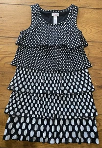 Justice Girl's Black/White Polka Dot Tiered Ruffled Sleeveless Fancy Dress Sz. 8 - Picture 1 of 6