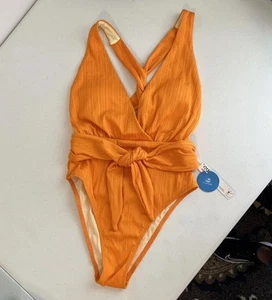 Womens CUPSHE 1 Piece Swimsuit XS High Cut Cheeky Padded Crisscross Front Tie - Picture 1 of 8