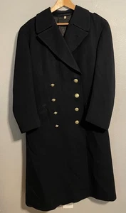 Vintage US Navy Peacoat Mens Medium Black Wool Anchor Buttons Military 70s Coat - Picture 1 of 10