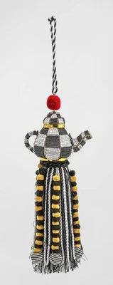 MACKENZIE-CHILDS BORLA TETERA A CUADROS CORTESANOS CON CUENTAS, NUEVA Foto 1 de 3