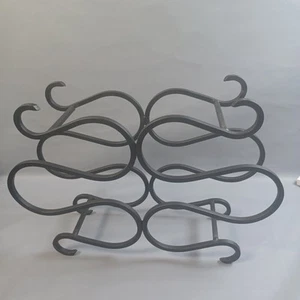6 Bottle Vintage Wrought Iron Wine Rack Black 17x12" Free Standing - Picture 1 of 13
