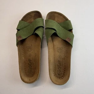 Sandalias de corcho ortopédicas Biostep para mujer 8 verdes gamuza nobuck sin cordones cómodas boho - Imagen 1 de 7