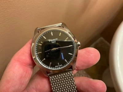 TISSOT SWISS MADE ANALOG DIGITAL T035446A STAINLESS MESH BRACEL SAPPHIRE CRYSTAL - Image 1 of 4