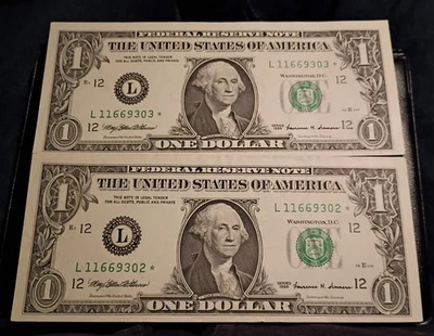 1999 One Dollar Bills 🔥UNC🔥 STAR Notes CONSECUTIVE NEW!!😮 - Image 1 of 3