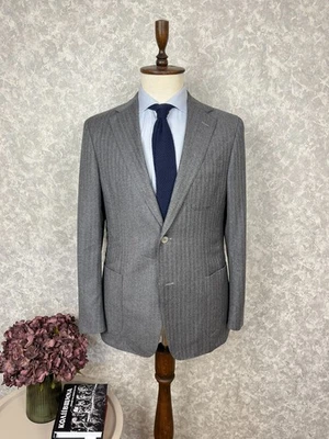 Ermenegildo Z Zegna Gray Herringbone Wool Patch Pockets Half Lined Blazer 42 - Image 1 of 4