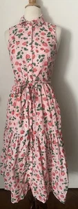 J Crew Strawberry Print Midi Shirt Dress Women Size 6 Coquette Soft Girl Pocket - Picture 1 of 9