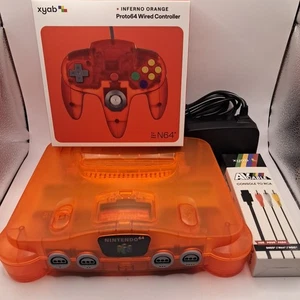 Nintendo 64 N64 Transparent Fire Orange Funtastic Console Bundle EXCELLENT+ - Picture 1 of 20