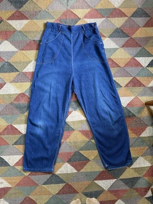 Pantalones de mezclilla de cintura alta con cremalleras laterales de Blu Surf Jeans de los años 40 y 50 Foto 1 de 4