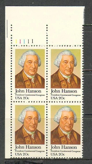 US USA Sc# 1941 MNH FVF PL# BLOCK John Hanson Congress Maryland - Image 1 of 1