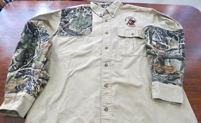 Cabela's Mens RIGHT SHOULDER SHOOTING CAMOUFLAGE SHIRT Safari Club Size Medium - Image 1 of 4