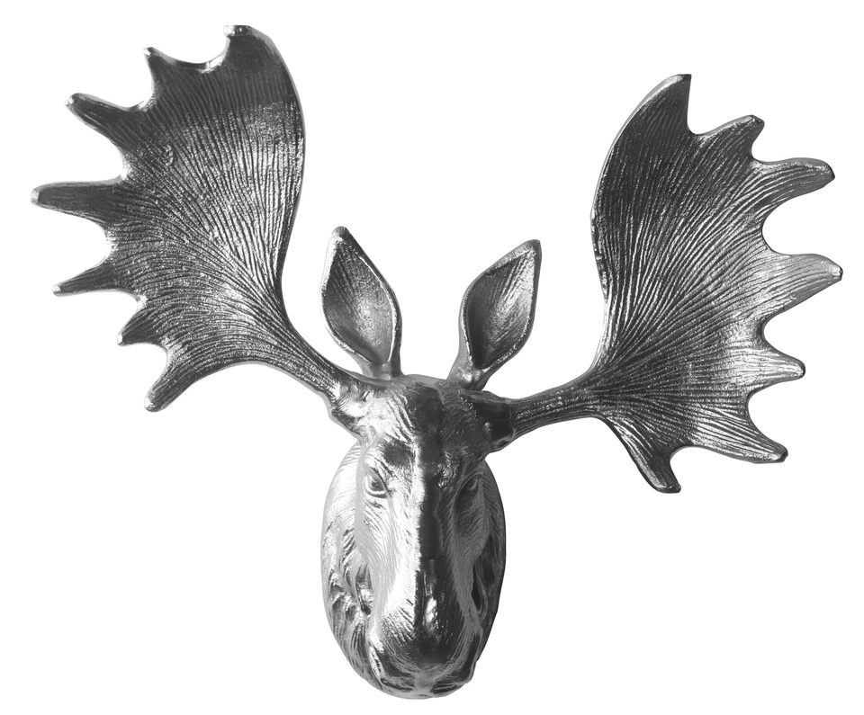 Deko Geweih Elchkopf "silber" (Größe: M) - Wandfigur, Wanddeko, Elchgeweih - Bild 1 von 1