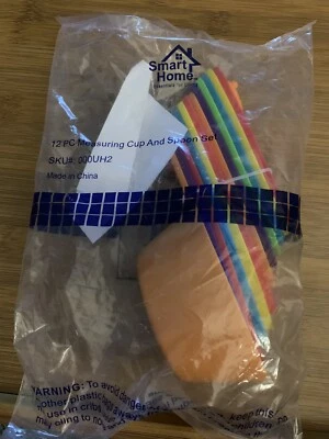 Smart Home 12 Pcs Measuring Cup & Spoon Set - Multi-Colored - Stackable w/Ring - Image 1 of 4