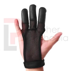 Archery 3 Fingers Tab Cow Leather Glove Arrow Guard for Compound Bow Shooting - Picture 1 of 3