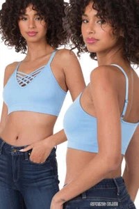 FRONT V-LATTICE BRALETTE WITH REMOVABLE BRA PADS - Picture 1 of 46